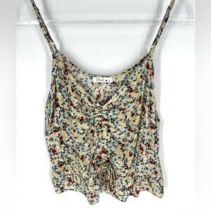 Blush J Cinch Front Floral Tank Top Yellow Size Small